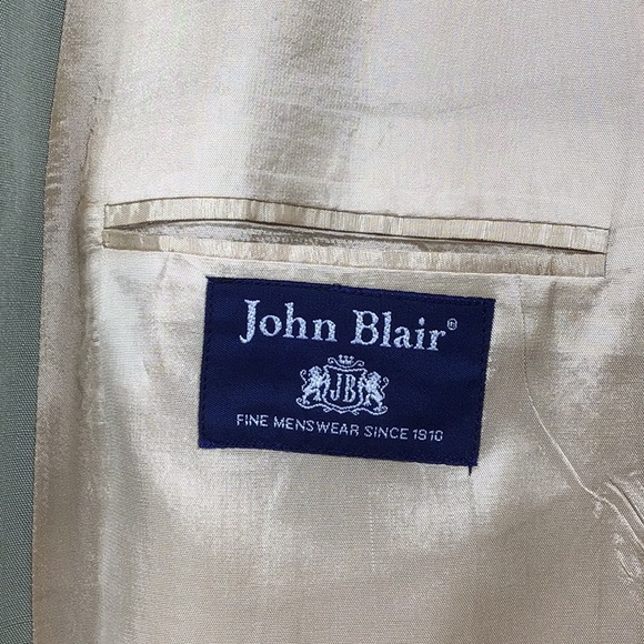 Ex Cond. JOHN BLAIR Sage Green Textured Single Breasted Tailored Suit Coat 52XL - Picture 2 of 12